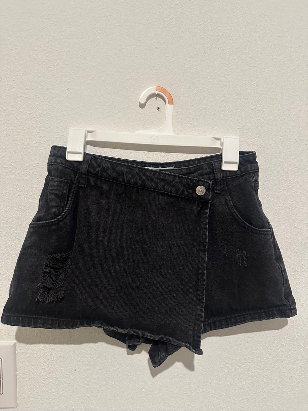 Endless Rose Black Denim Wrap Skort